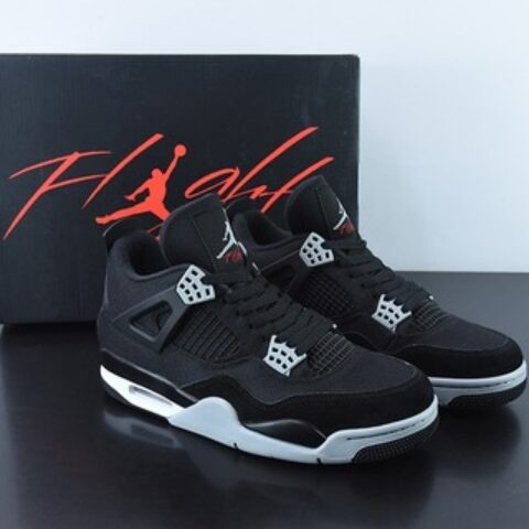 Air Jordan 4 Black Canvas 乔丹4代篮球鞋/黑色 小阿姆 帆布款货号：DH7138-006