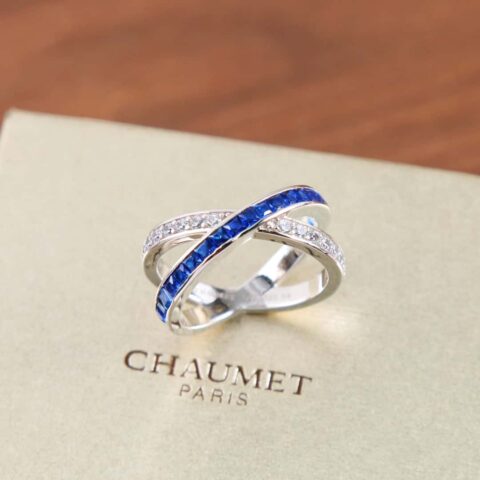 尚美巴黎 CHAUMET蓝宝石交叉“X”戒指