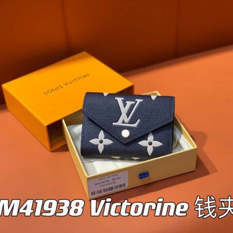 【原单精品】M41938海军蓝丝印 全皮三折钱包系列 此款 Victorine 钱夹